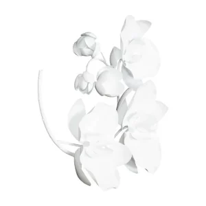 Worldwide Shipping Orchid Sprig Wall Art, Smallall, Metal, White