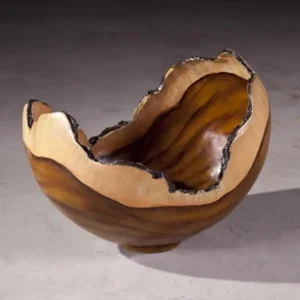 Affordable Burled Bowl, Resin, Brown