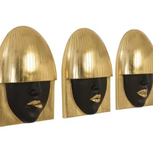 Fashion Faces Wall Tiles, Gold Leaf, Set Of 3 One Day Deal