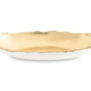 Free Returns Broken Egg Bowl, White And Gold Leaf, Extra Large