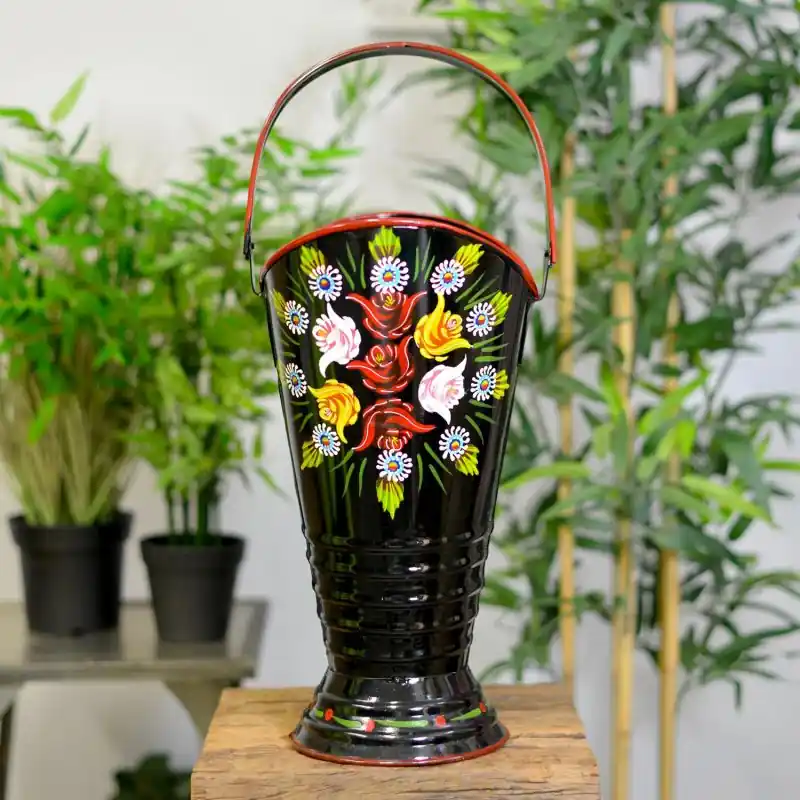 “Daintree” Hand Painted Iron Narrowboat Coal Hod or Umbrella Stand - Black Popular