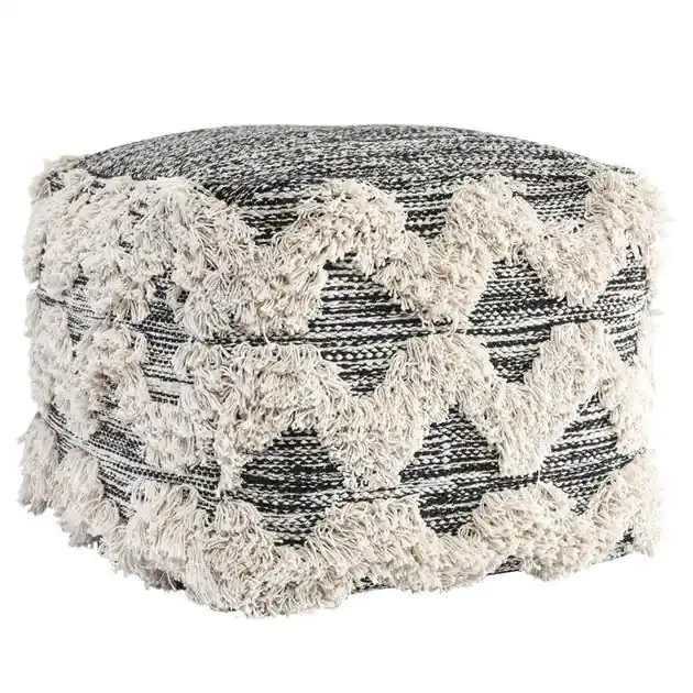 Maeve Black/Ivory Pouf Trusted Brand