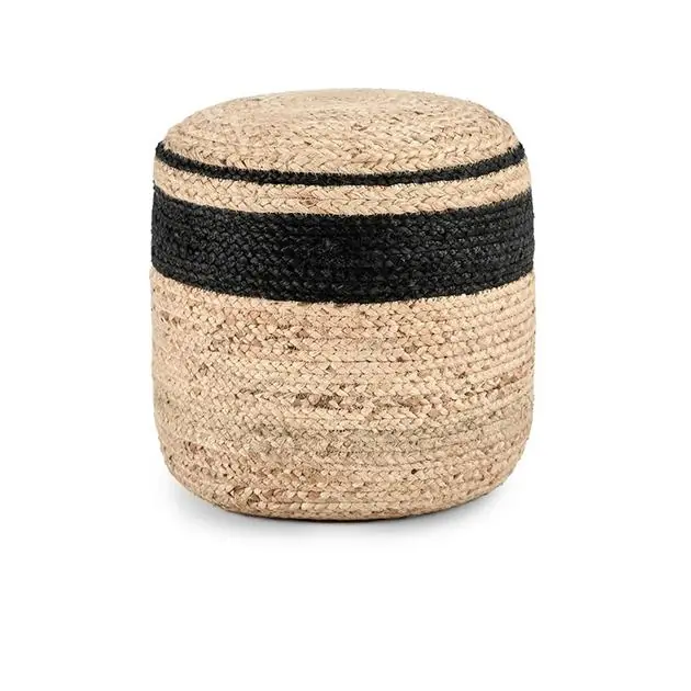 Must Have Faro Jute Natural/Black Pouf