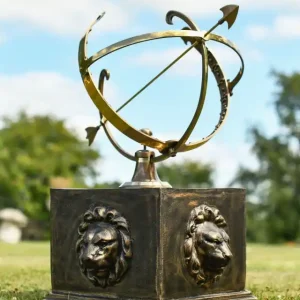 Brushed Bronze Lion Detail Garden Plinth One Day Deal