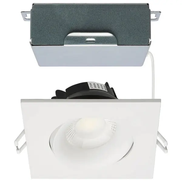Budget 12W LED 3.5" Downlight Gimbaled CCT Selectable Remote Driver 120V -SQUARE/WHITE