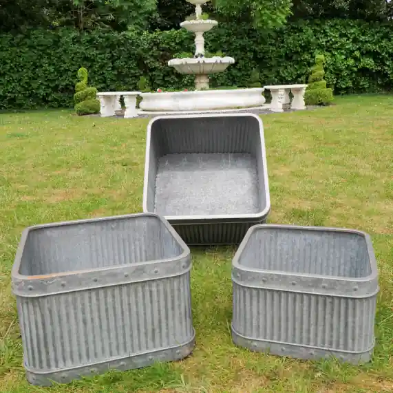 Vintage Metal Galvanised Square Dolly Tub- Set of 3 Shop Now