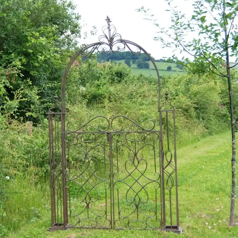 Traditional Rustic Scrolled Rose Arch Gates Weekend Sale