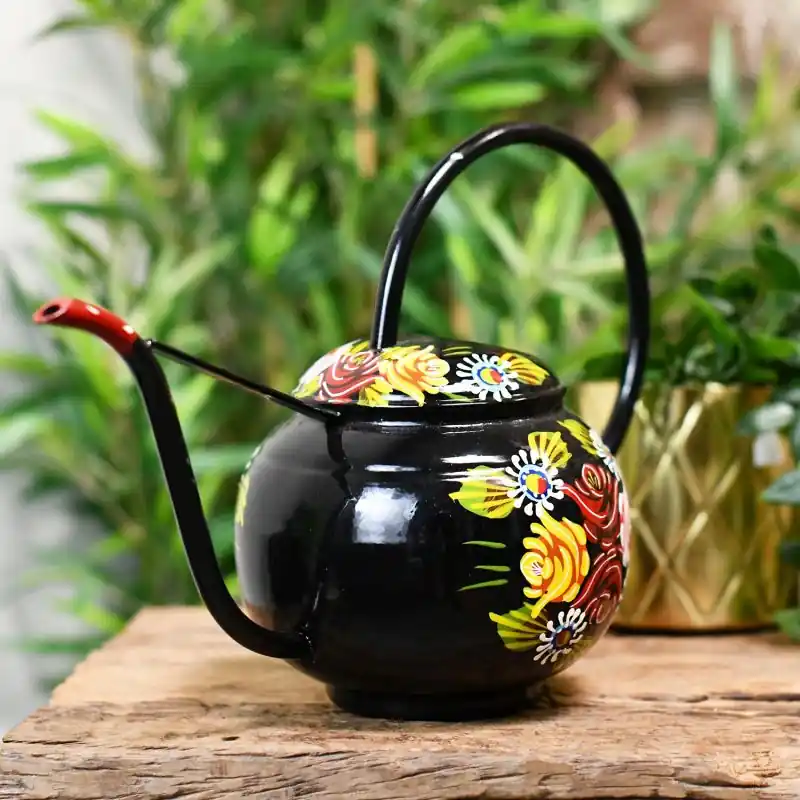Trusted Brand Narrowboat Style Black Steel Watering Can
