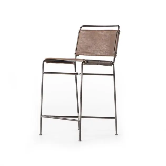 Wharton Stool In Distressed Brown In Counter Limited Edition
