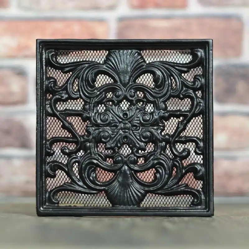 “Sanders Avenue” 9" x 9" Cast Iron Ornate Air Brick with Mesh Guard Bulk Order