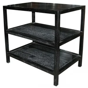 2 Shelf Side Table, Hand Rubbed Black Authentic