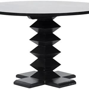 Zig-Zag Dining Table, 48" Diameter, Hand Rubbed Black Markdown