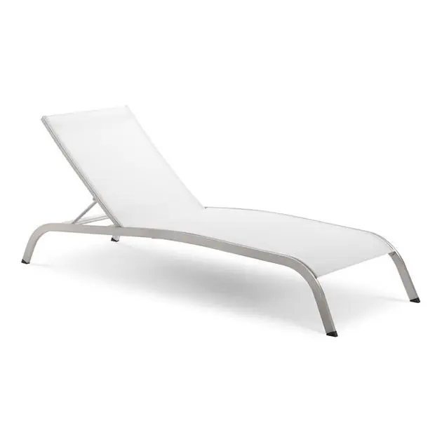 Worldwide Shipping Renae Mesh Chaise Outdoor Patio Aluminum Lounge Chair In White
