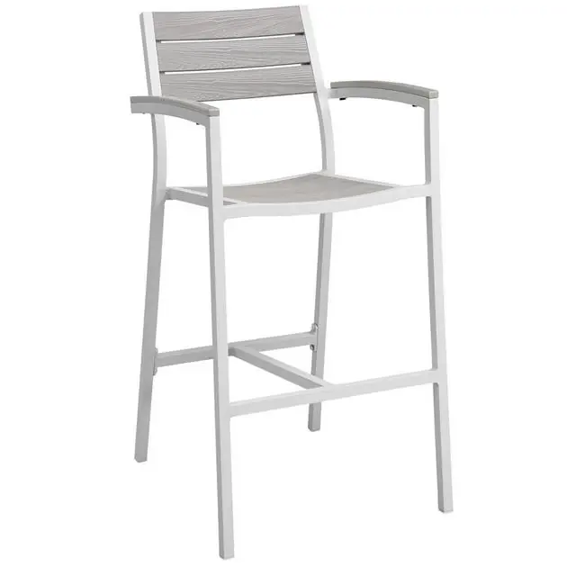 Wholesale Vermont Outdoor Patio Bar Stool In White Light Gray