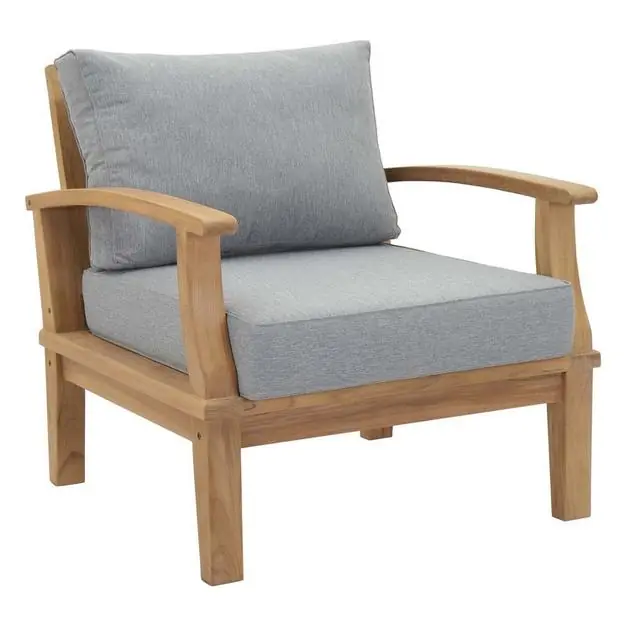 Worldwide Shipping Quay Outdoor Patio Teak Armchair In Natural Gray