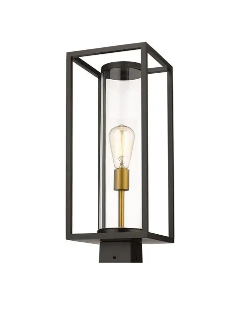 Popular Dunbroch 1 Light Outdoor Post Mount Fixture In Deep Bronze + Outdoor Brass Finish