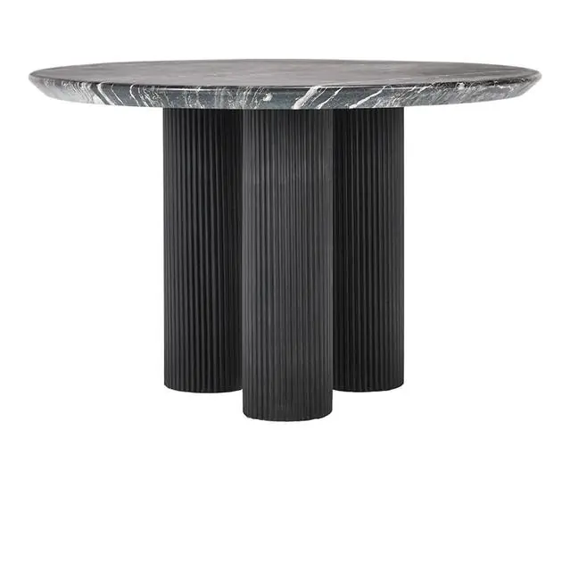 Adrian 47" Outdoor Round Dining Table Black Trending