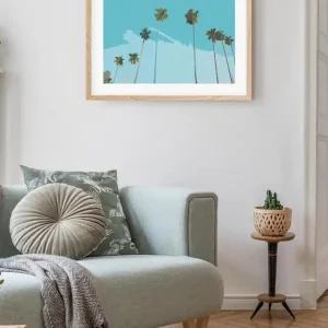 Blue Vintage Palm Trees Art Print Buy Online